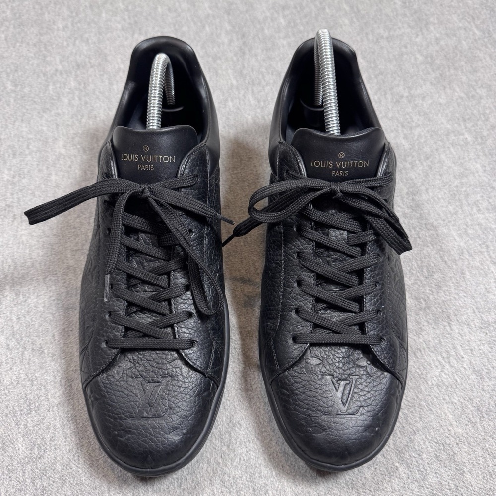 LOUIS VUITTON Luxembourg Monogram Shoes Black Mens Size US 9.5 Sneakers - Picture 2 of 16